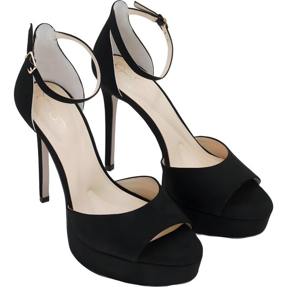 Jessica Simpson Sohilea Platform Two-Piece Heels Black Suede Women's US 9M - Picture 4 of 6